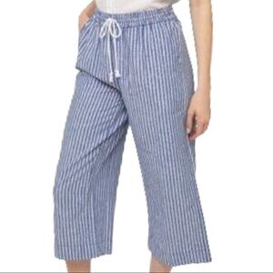 BeachLunchLoungeMargot Linen Blend Drawstring Striped Pant Blue/White SZ M